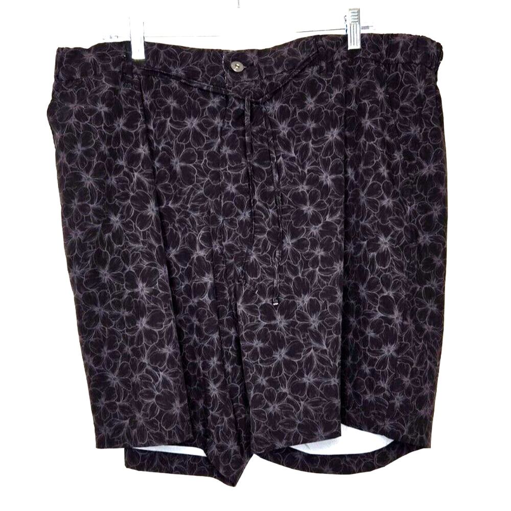 Robert‎ Graham Swim Shorts Mens 42 Black Classic Fit Floral Tropical Hawaiian